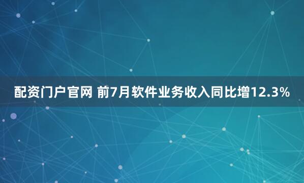 配资门户官网 前7月软件业务收入同比增12.3%