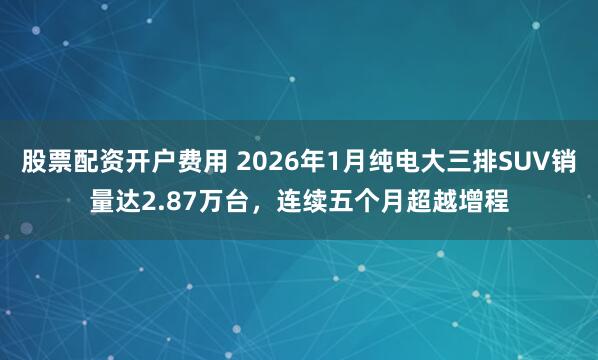 股票配资开户费用 2026年1月纯电大三排SUV销量达2.87万台，连续五个月超越增程