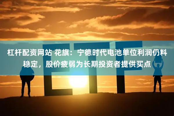 杠杆配资网站 花旗：宁德时代电池单位利润仍料稳定，股价疲弱为长期投资者提供买点